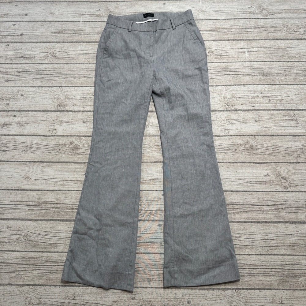 The Flare Dress Pants Women's 2P Gray Flare Leg Slim Fit Mid Rise Linen Trousers